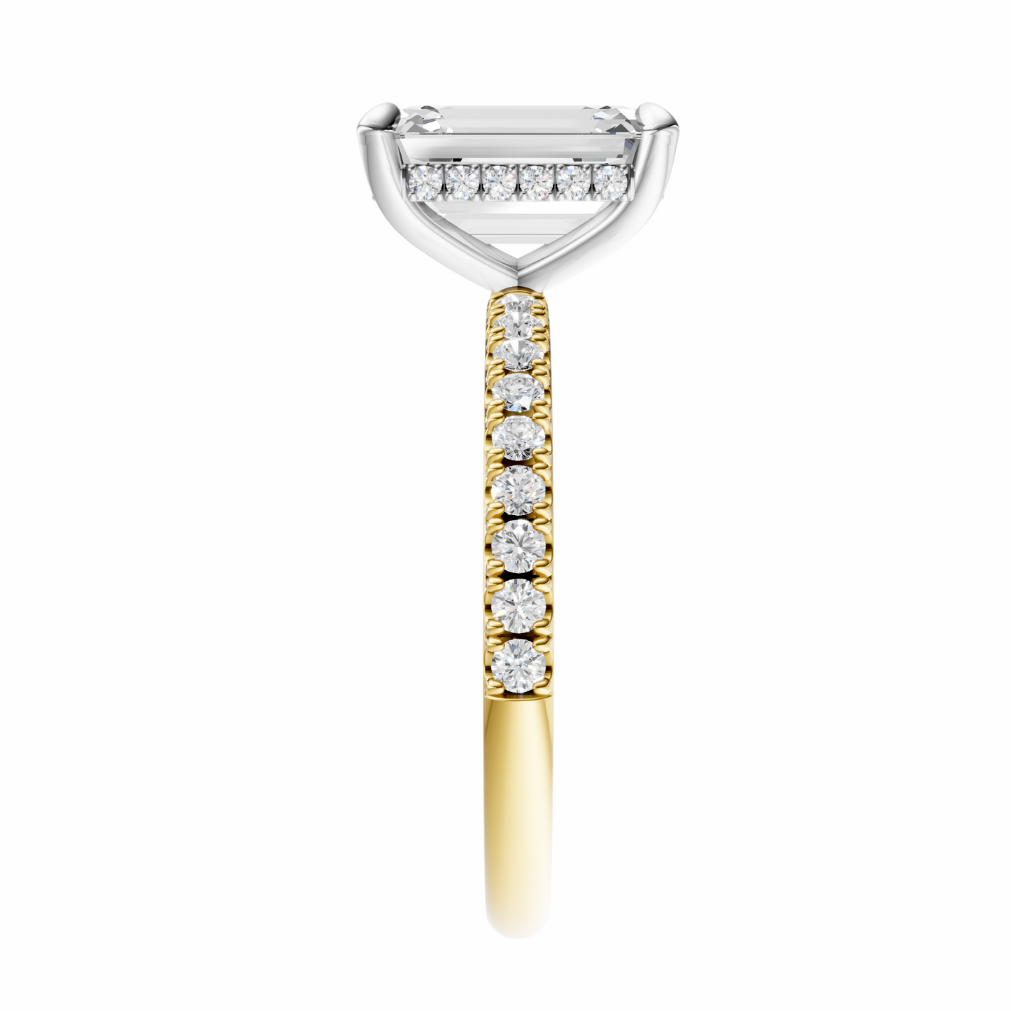 Emerald Mixed Metal Traditional Elegance Hidden Halo Setting