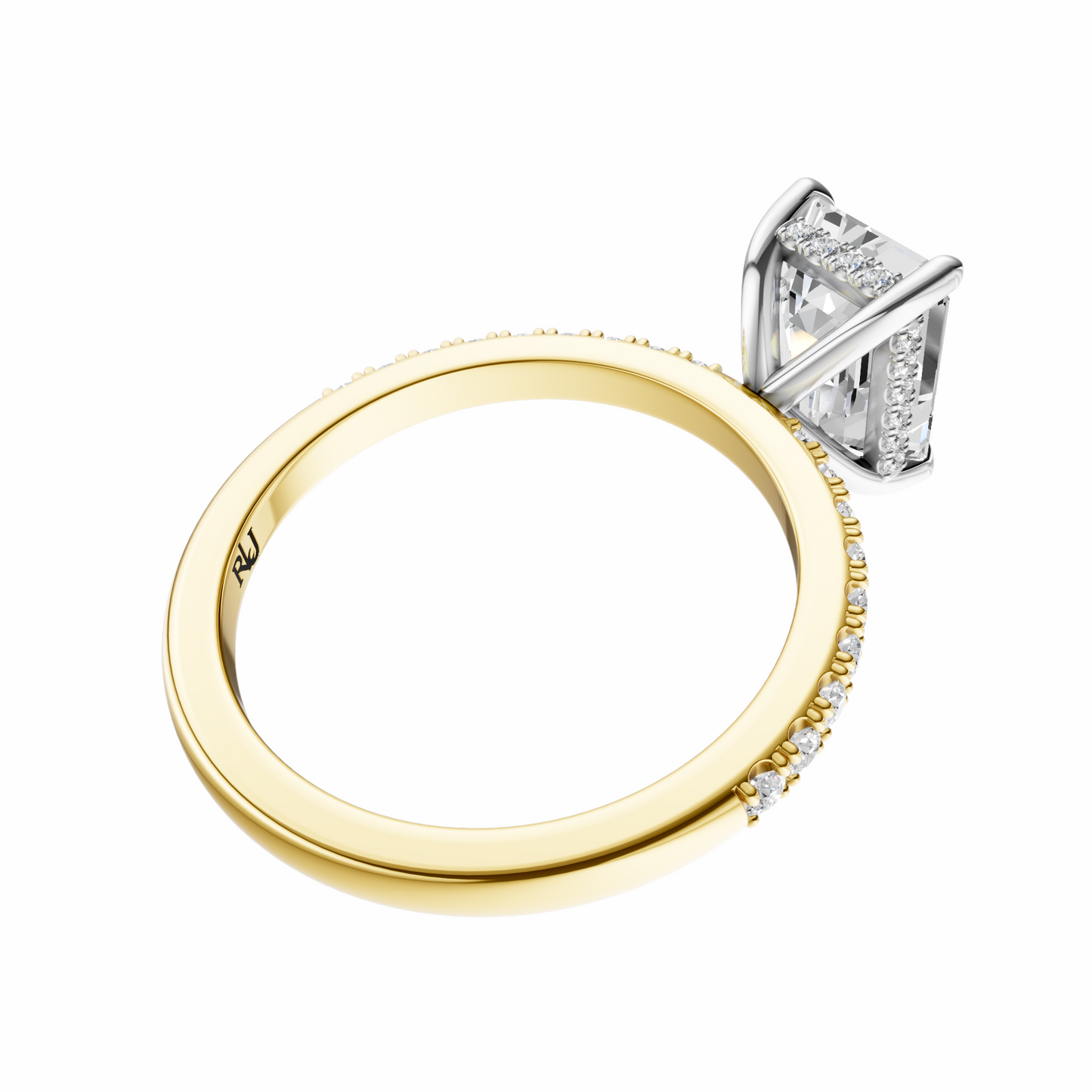 Emerald Mixed Metal Traditional Elegance Hidden Halo Setting