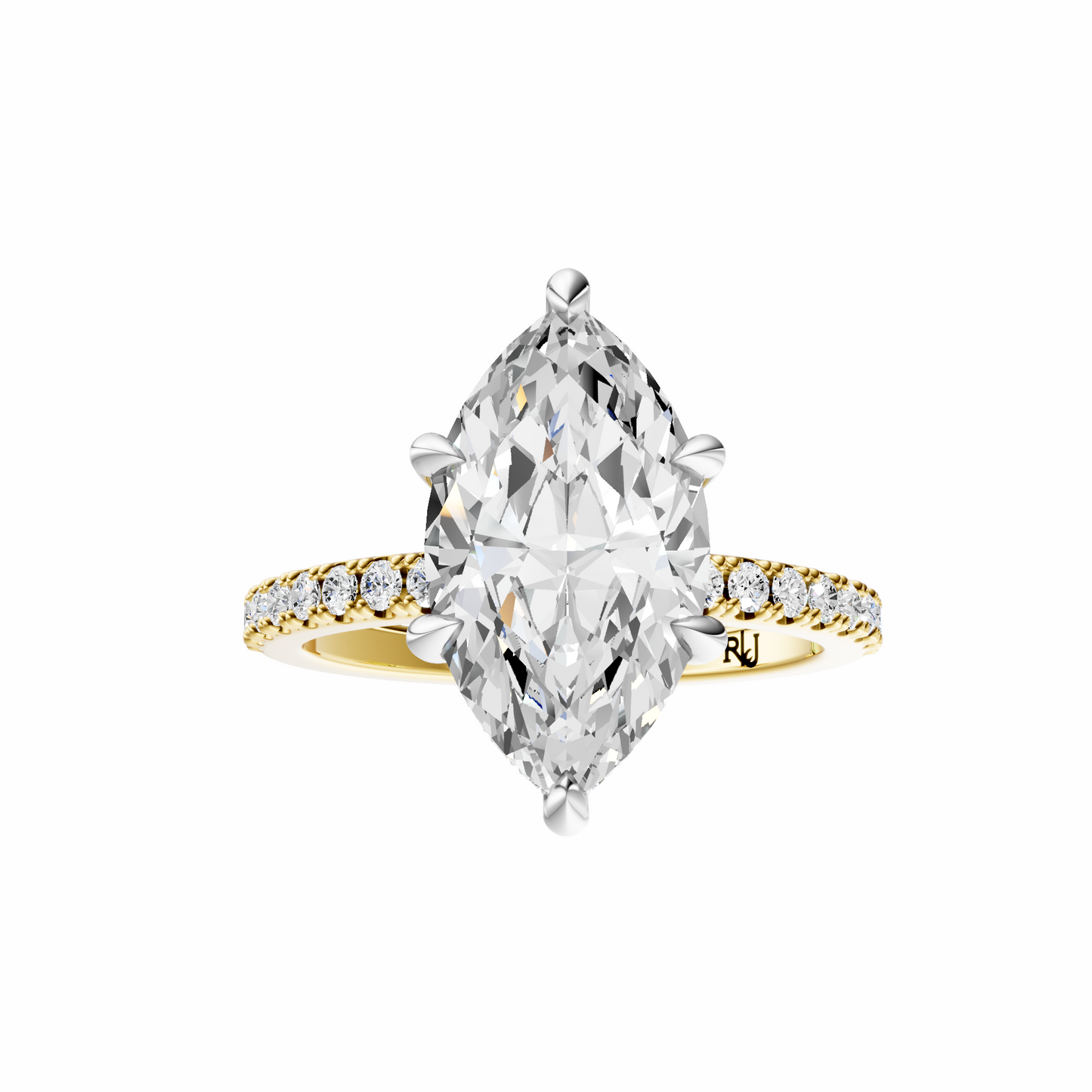 Marquise Mixed Metal Traditional Elegance Hidden Halo Setting