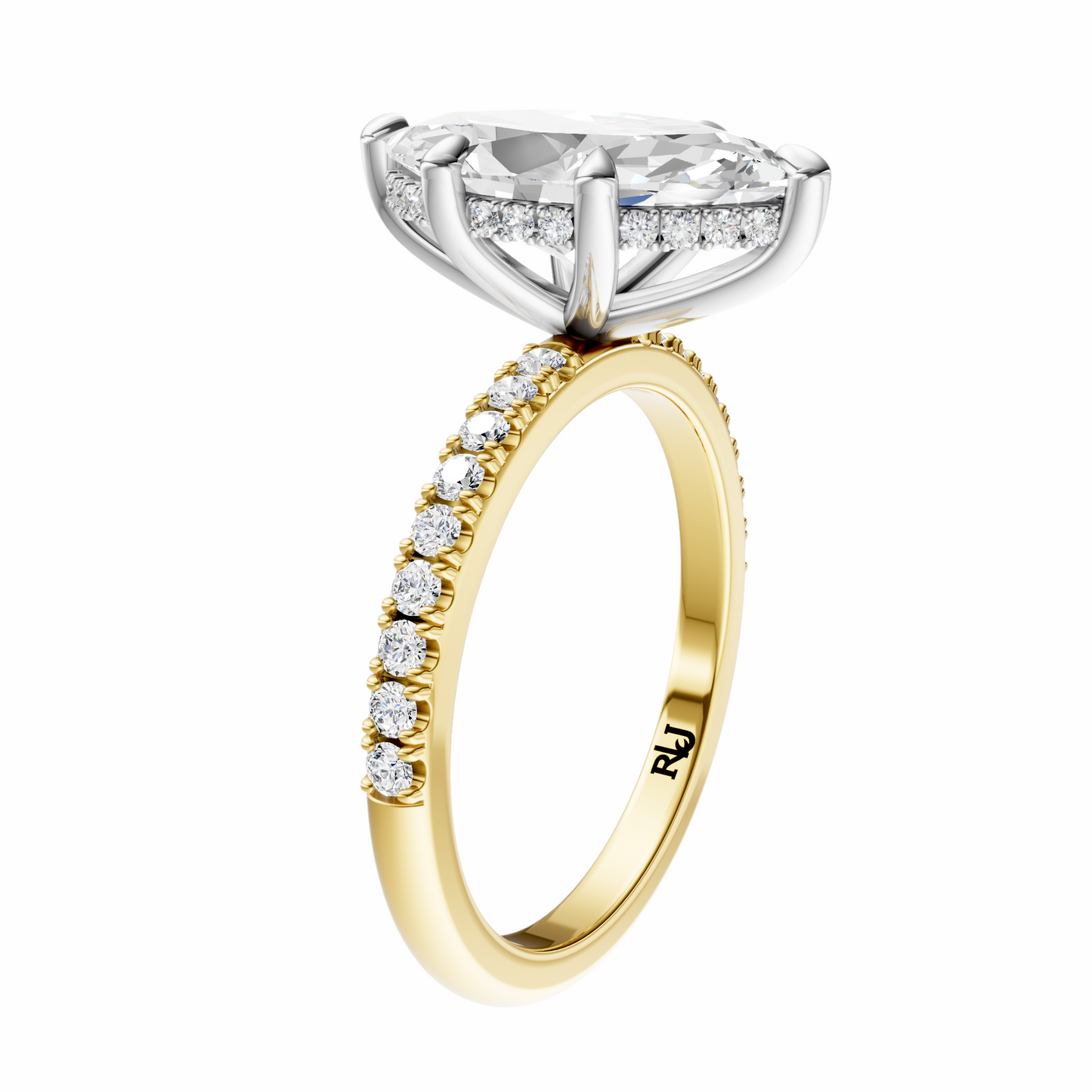 Marquise Mixed Metal Traditional Elegance Hidden Halo Setting
