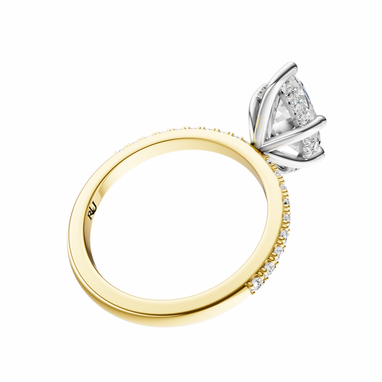 Marquise Mixed Metal Traditional Elegance Hidden Halo Setting