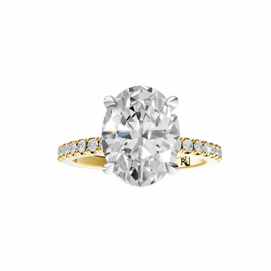 Oval Mixed Metal Traditional Elegance Hidden Halo Setting