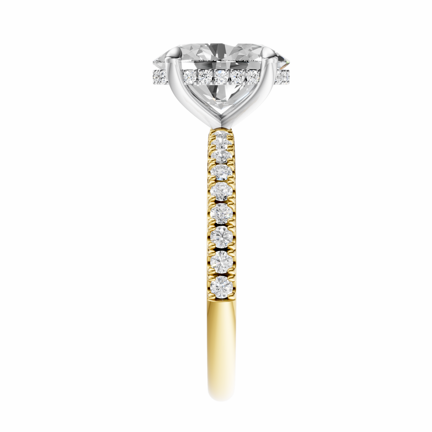 Oval Mixed Metal Traditional Elegance Hidden Halo Setting