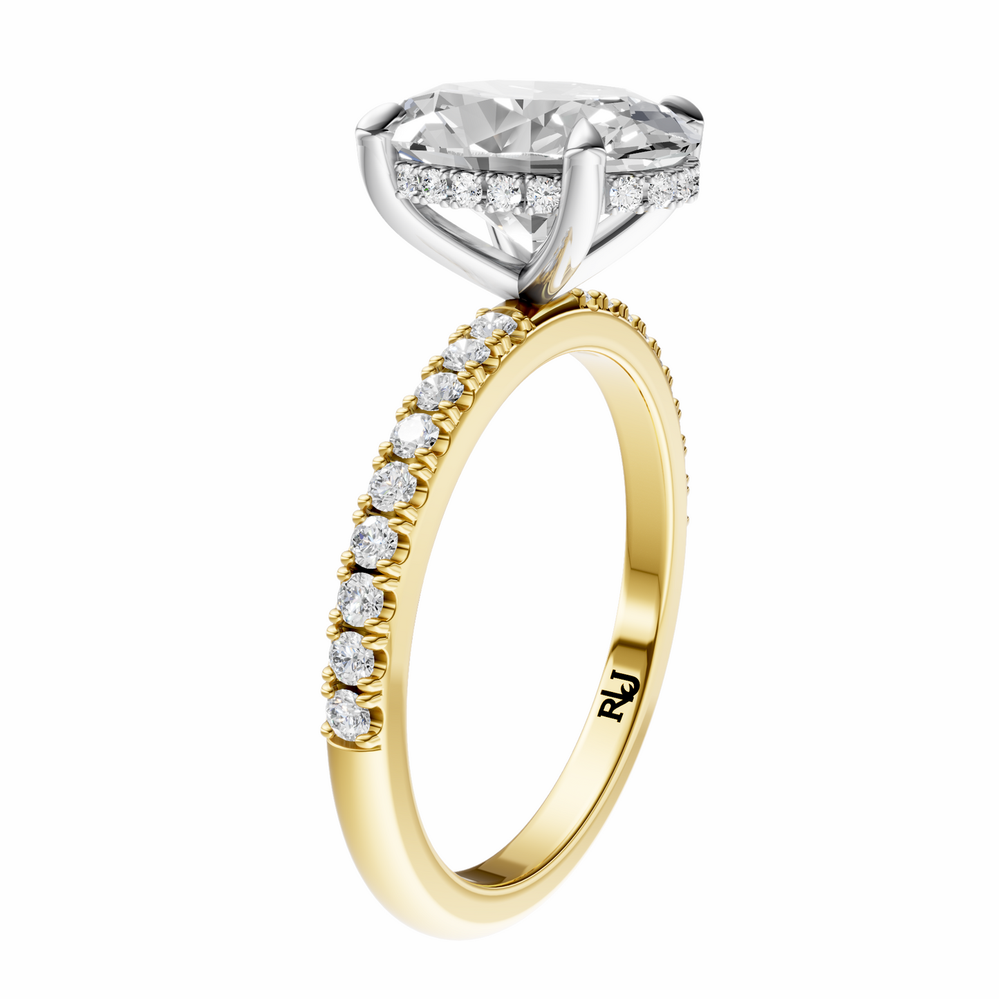 Oval Mixed Metal Traditional Elegance Hidden Halo Setting