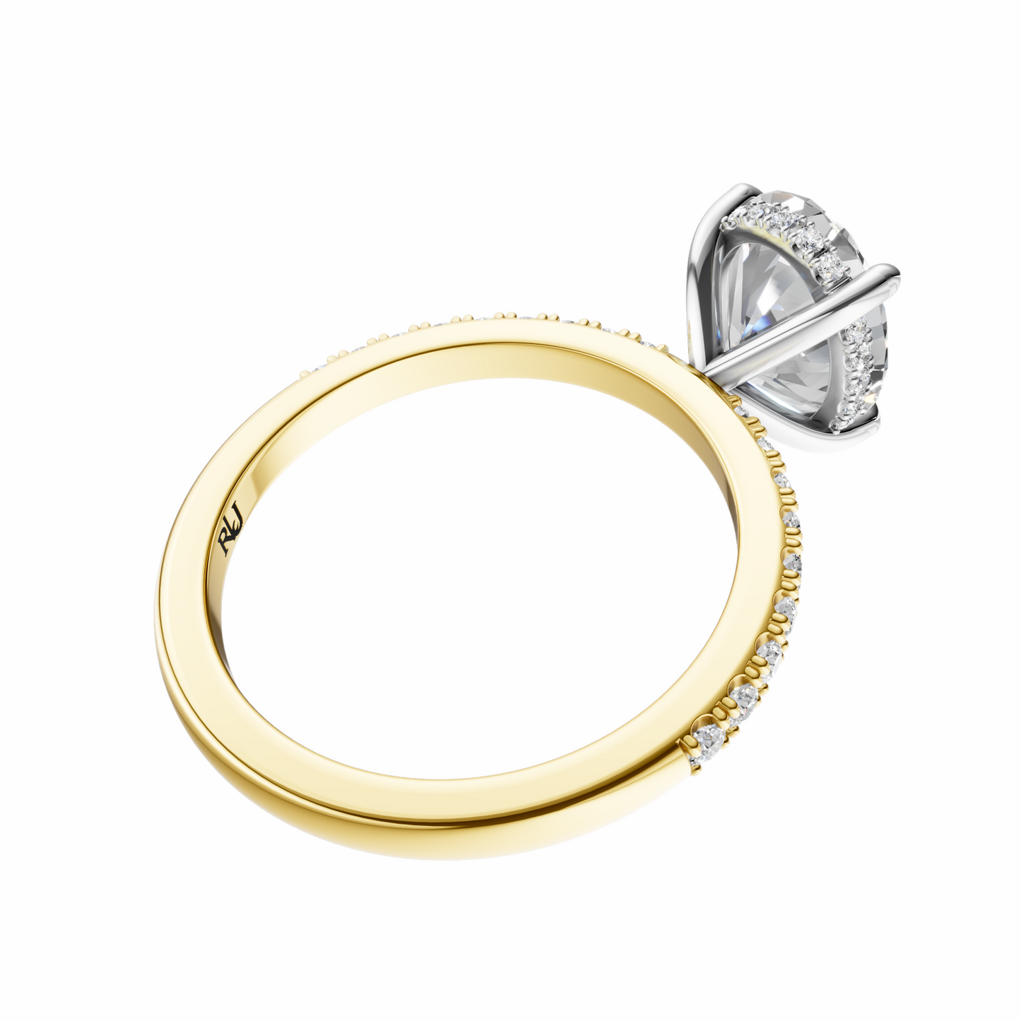 Oval Mixed Metal Traditional Elegance Hidden Halo Setting