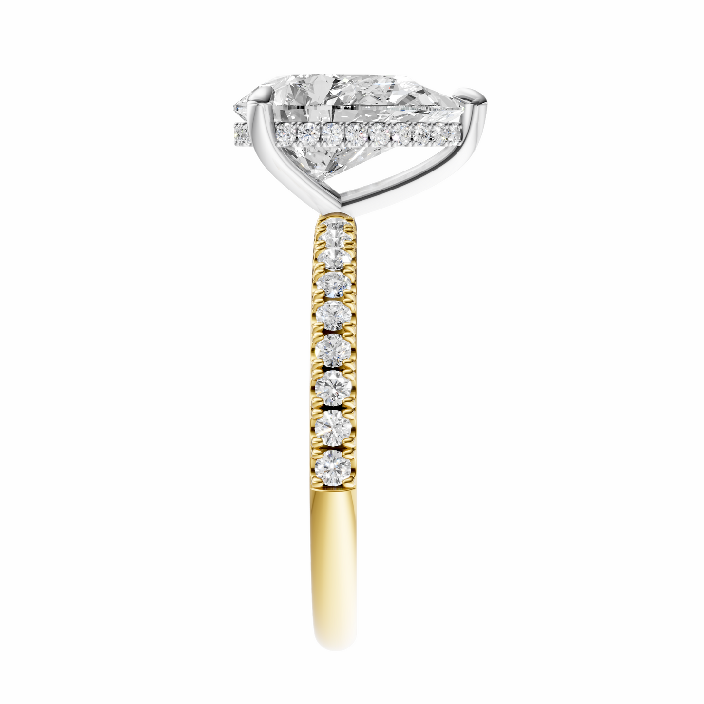 Pear Mixed Metal Traditional Elegance Hidden Halo Setting