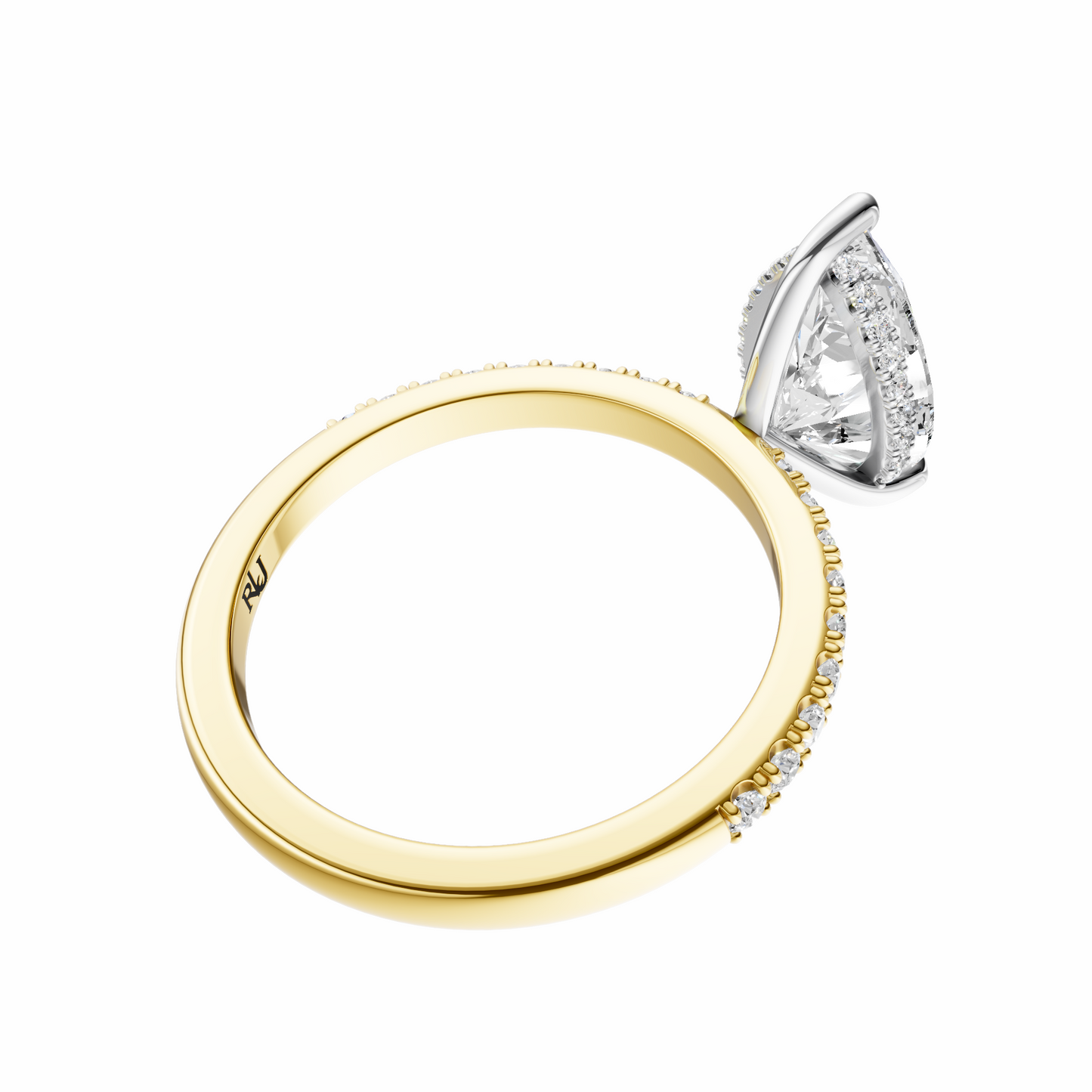 Pear Mixed Metal Traditional Elegance Hidden Halo Setting