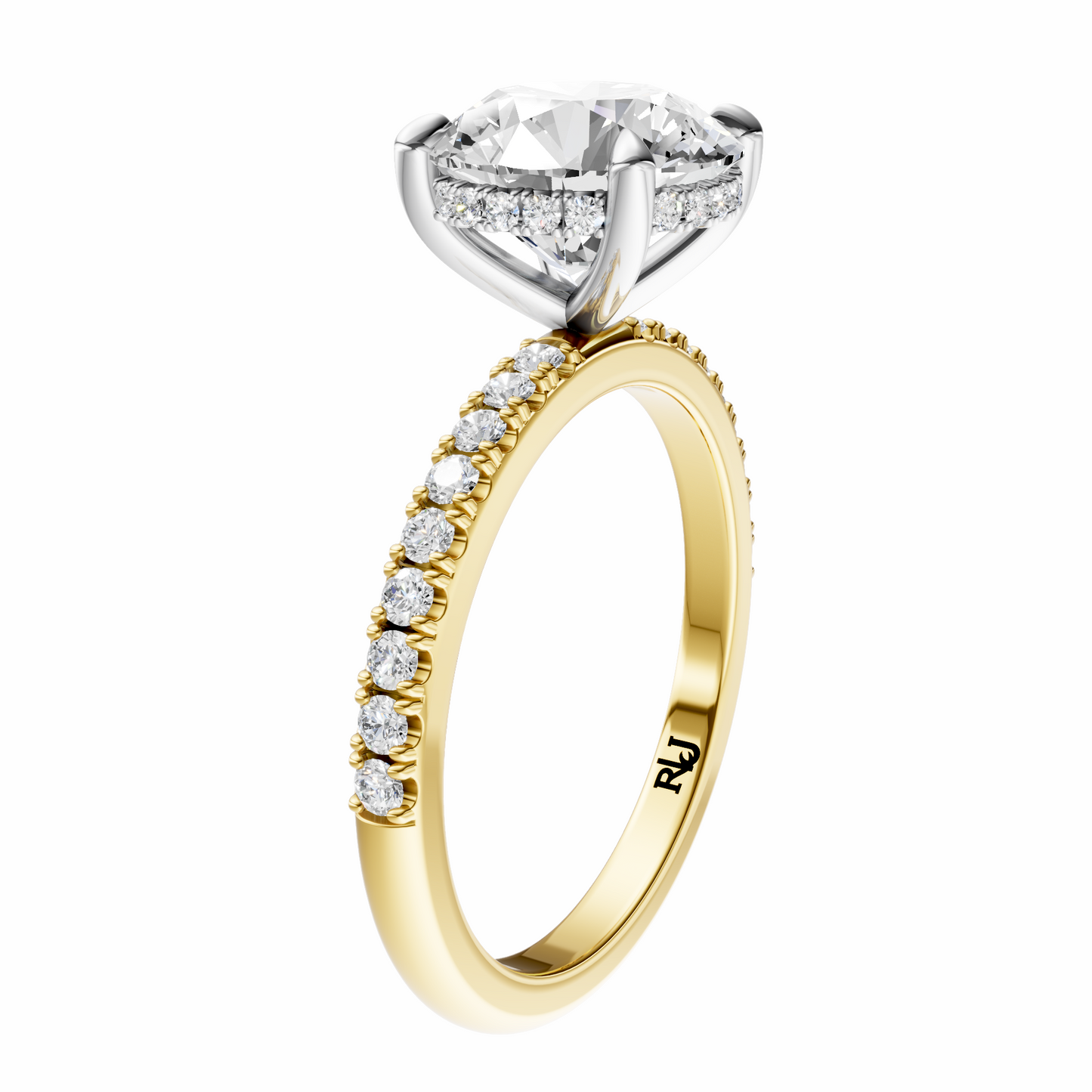 Round Mixed Metal Traditional Elegance Hidden Halo Setting