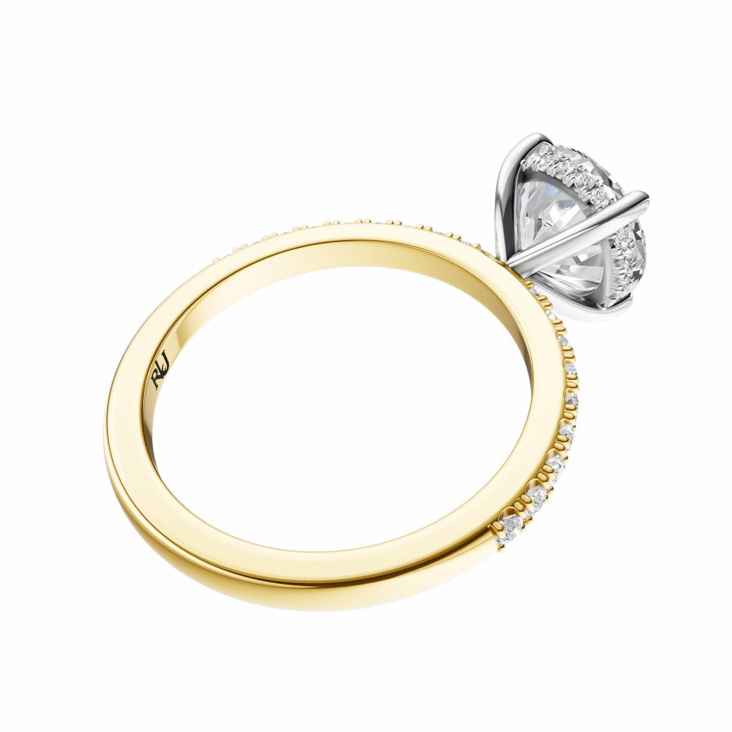 Round Mixed Metal Traditional Elegance Hidden Halo Setting