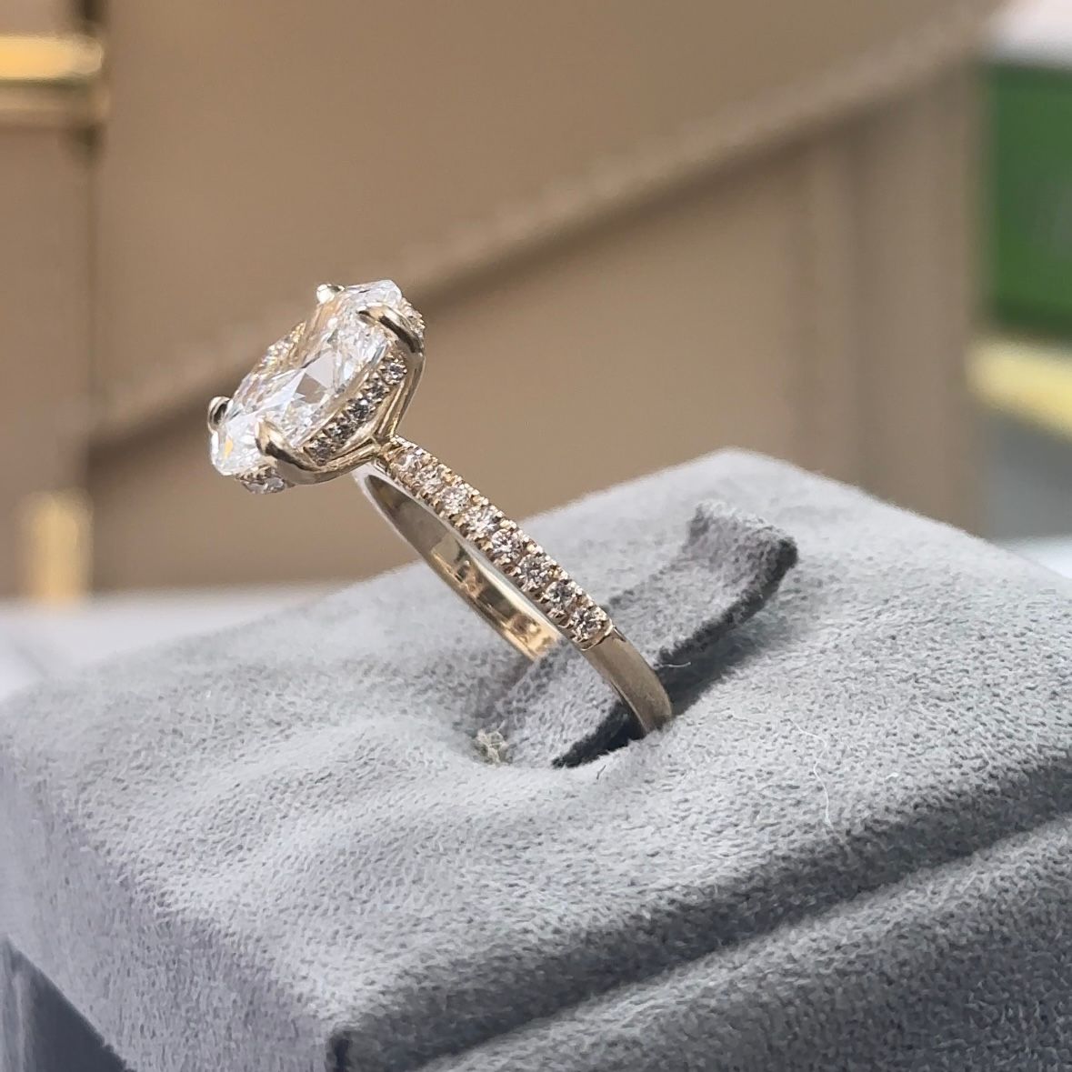 3.07 Carat Oval Lab Diamond Traditional Elegance Hidden Halo Ring