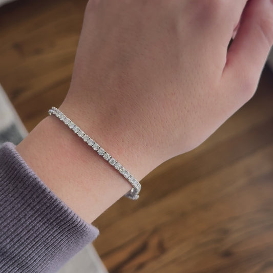 14kt White Gold Round Lab Diamond Tennis Bracelet 5.00ctw