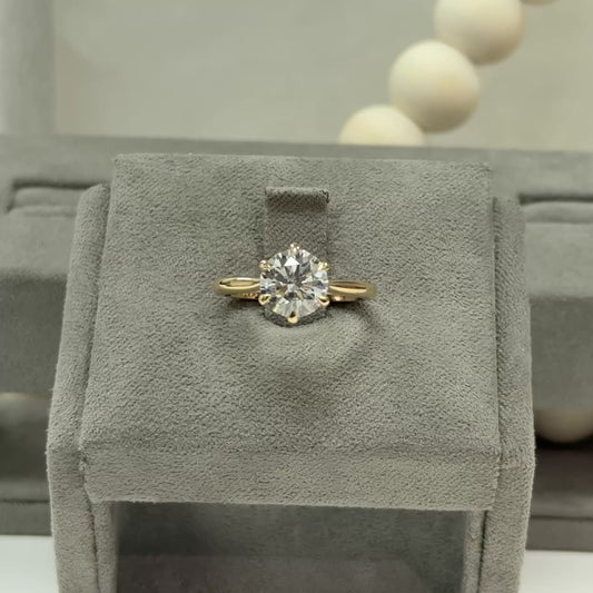 2.02 Carat Round Cathedral 6-Prong Style Ring