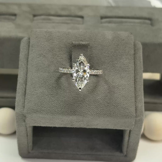 3.06 Carat Marquise Lab Diamond Traditional Elegance Hidden Halo Setting
