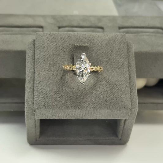 2.52 Carat Marquise Lab Diamond 2-Toned Accented Twisted Ring