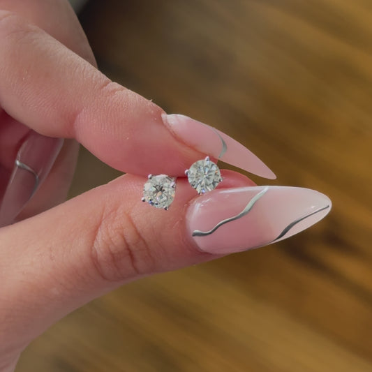 Round 4-Prong Basket Stud Earrings 1.00ctw