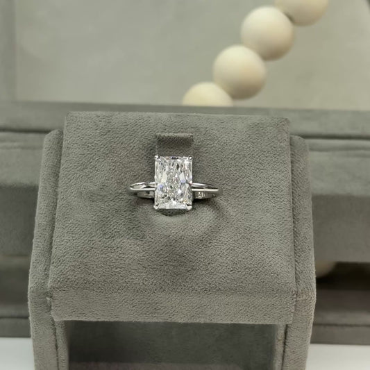 3.54 Carat Radiant Elegant Signature Solitaire Hidden Halo Ring