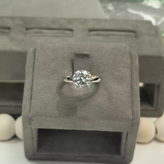 3.01 Carat Round Lab Diamond 3mm Double Hidden Halo Ring
