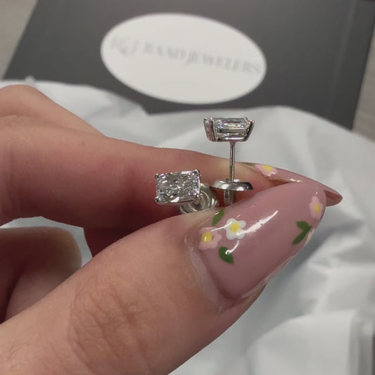 Radiant 4-Prong Basket Stud Earrings 1.00ctw