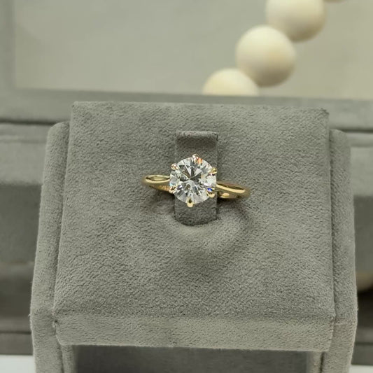 2.03 Carat Round Cathedral 6-Prong Style Ring