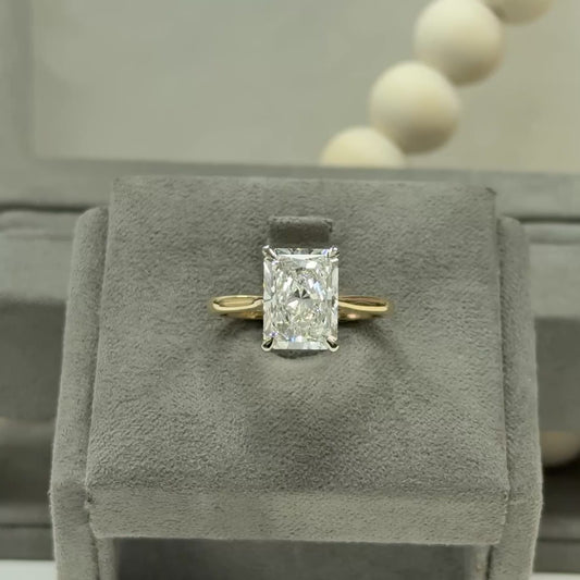 5.00 Carat Radiant Lab Diamond Mixed Metal Flooded Tulip Basket Ring