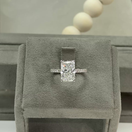3.54 Carat Radiant Traditional Elegance Hidden Halo Ring