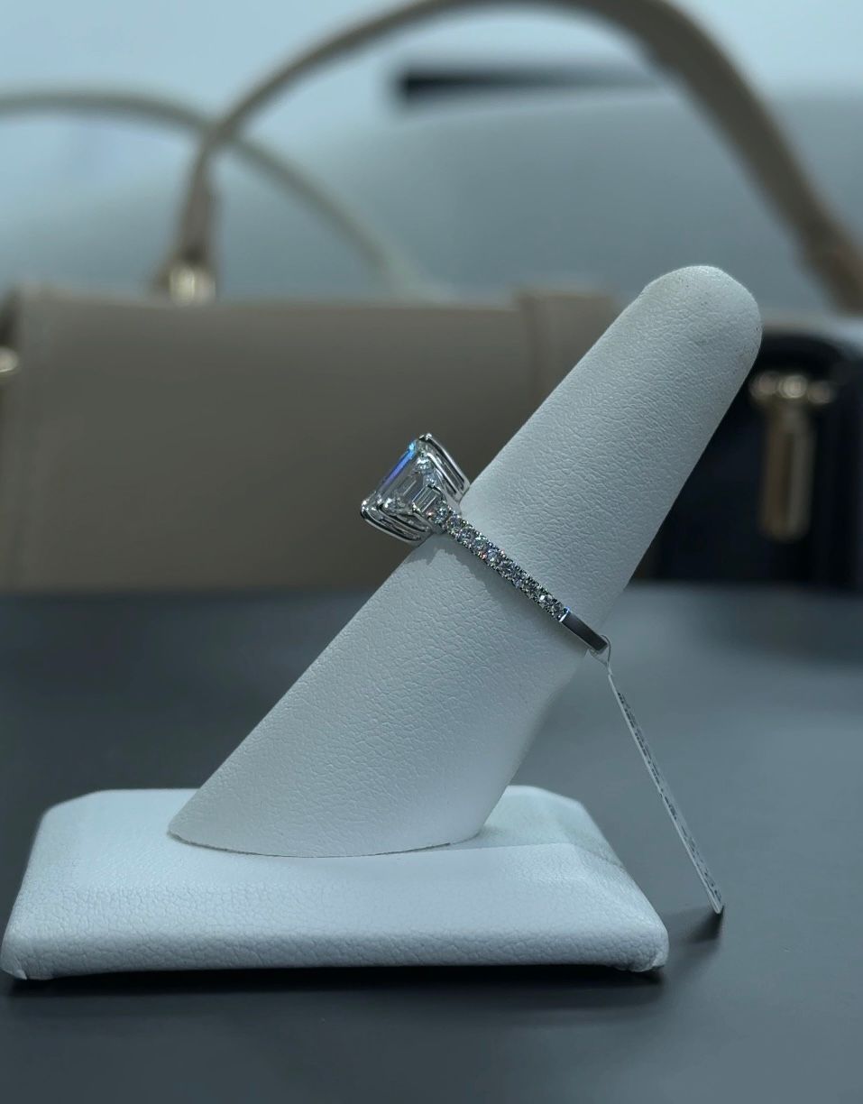 2.22 Carat Emerald Cut Lab Diamond E VS1 14kt White Gold Ring SKU: RGF-209-1