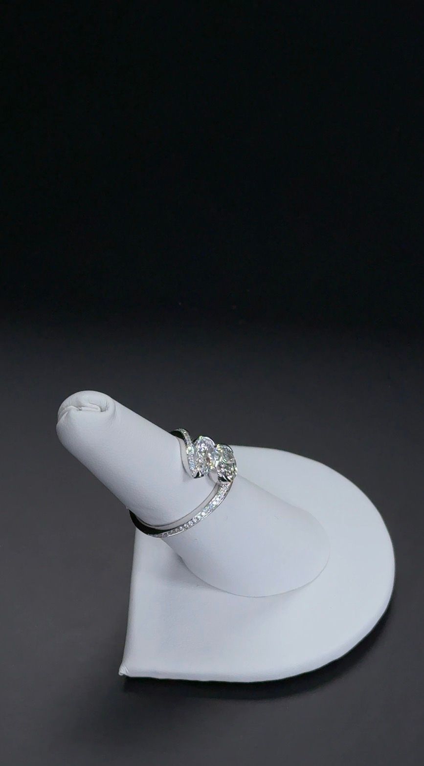 2.45ctw Oval Bypass Lab Grown Diamond Ring 14kt White Gold RGF-454-1