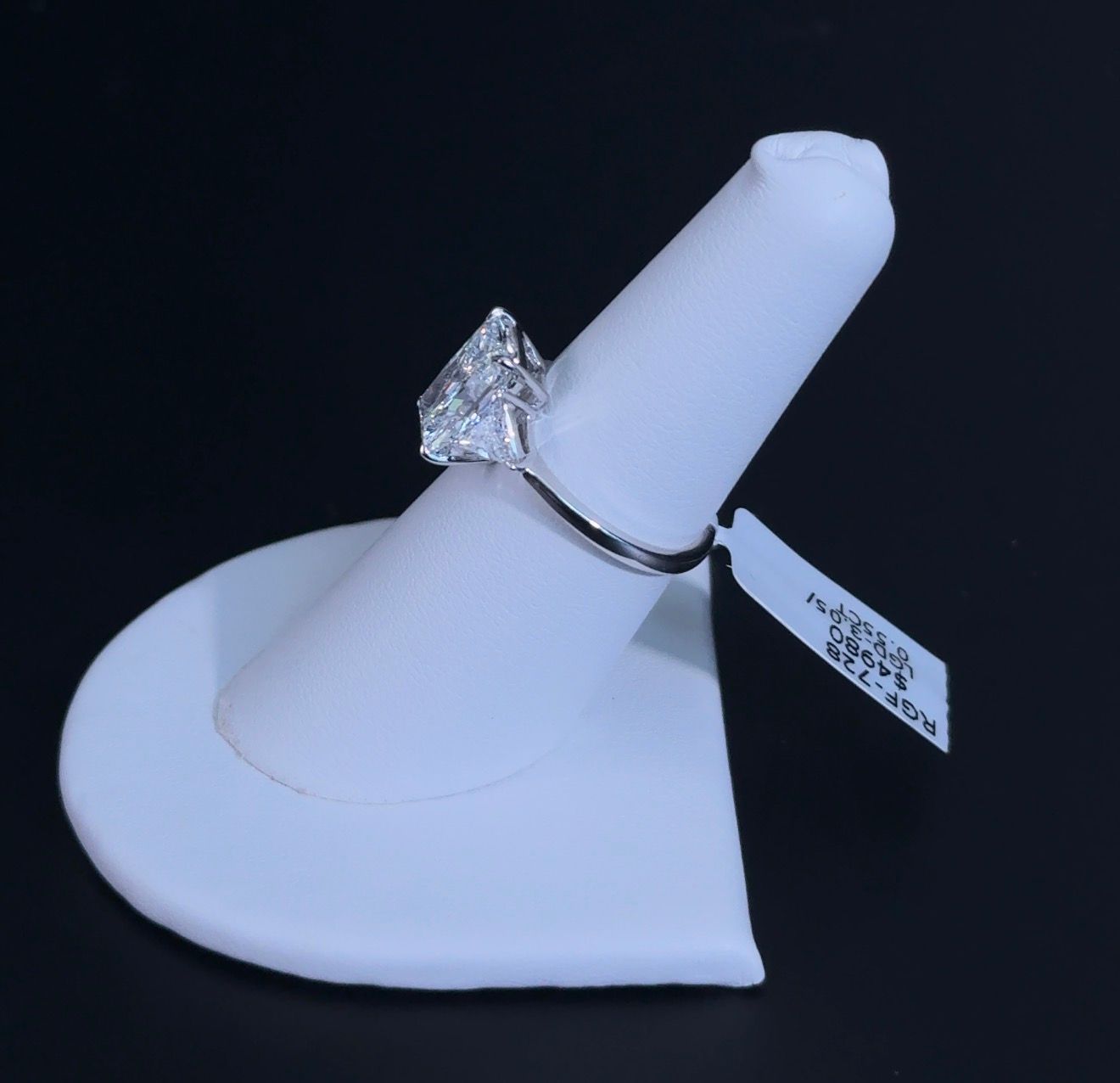 3.05ct Radiant E VS1 Lab Diamond 14kt White Gold Three-Stone Engagement Ring RGF-728