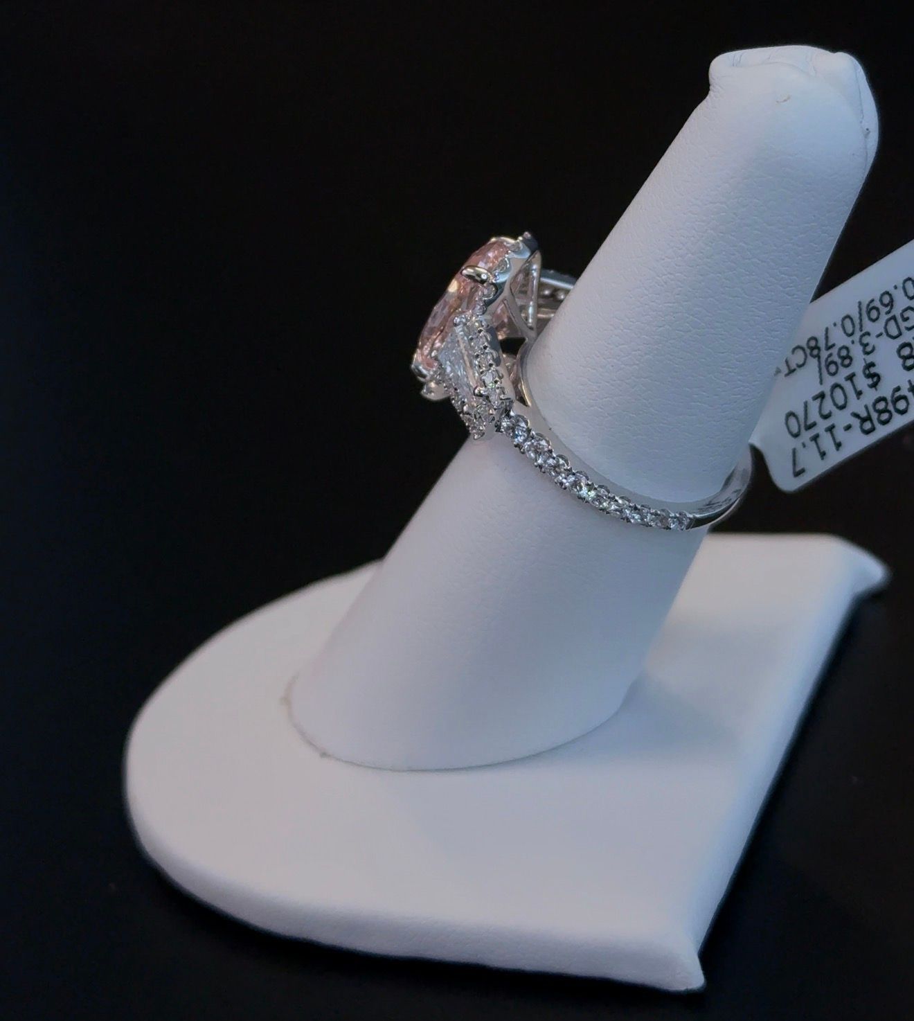 3.89ct Oval FANCY INTENSE PINK VS1 Lab Diamond 14kt White Gold Ring SA5498R