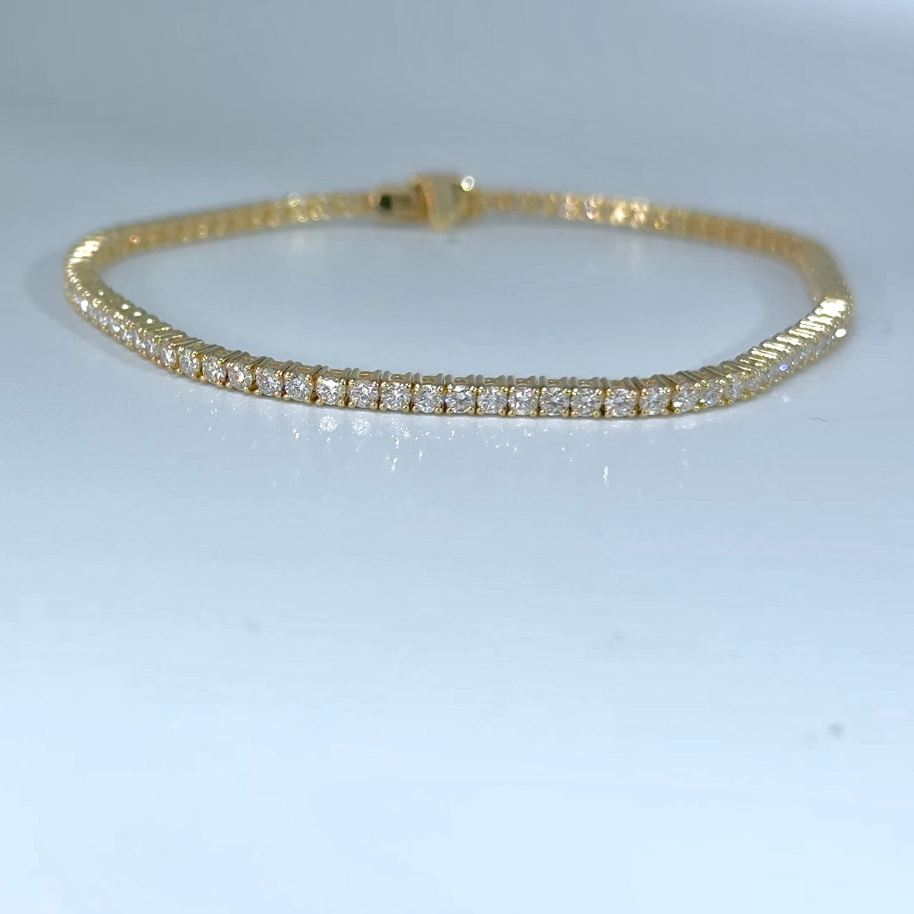 14kt Yellow Gold Round Lab Diamond Tennis Bracelet 3.05ctw