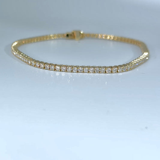 14kt Yellow Gold Round Lab Diamond Tennis Bracelet 3.05ctw