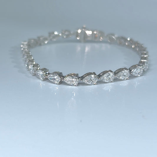 14kt White Gold Pear Lab Diamond Tennis Bracelet 7.08ctw