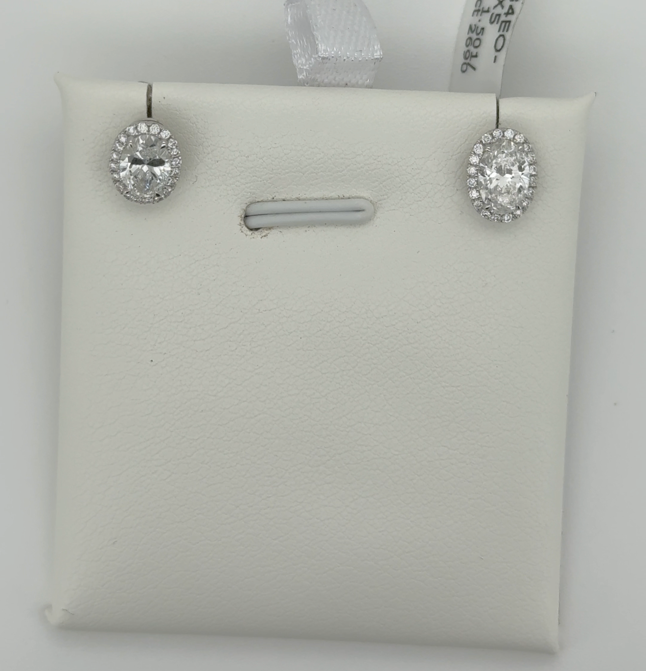 1.701ctw Oval Lab Diamond 14kt White Gold Earrings SA5534EO-7.4x5