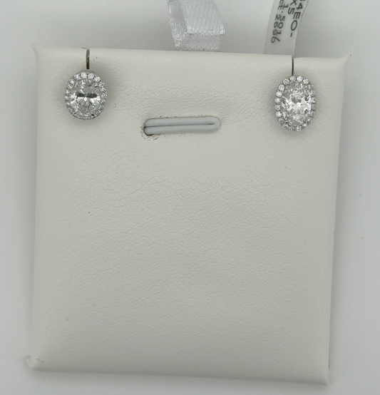 1.701ctw Oval Lab Diamond 14kt White Gold Earrings SA5534EO-7.4x5