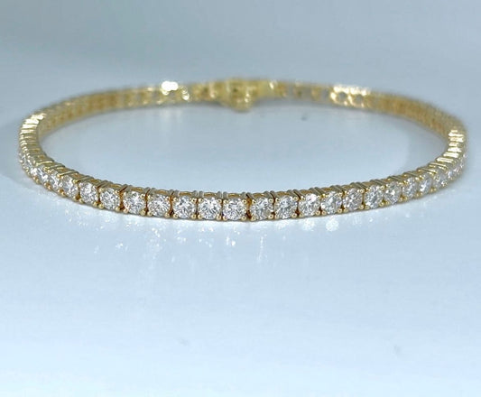 14kt Yellow Gold Round Lab Diamond Tennis Bracelet 10.09ctw