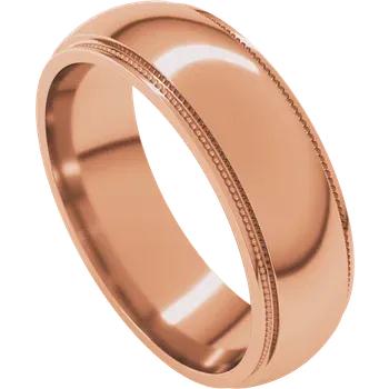 6MM Half Round Stepped Milgrain Edge Men's Wedding Band