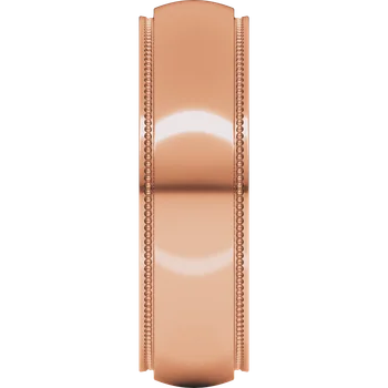 6MM Half Round Stepped Milgrain Edge Men's Wedding Band