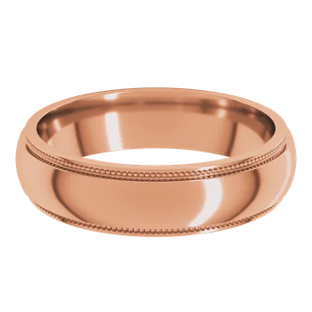 7MM Half Round Stepped Milgrain Edge Men's Wedding Band