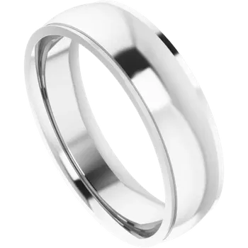 6MM Half Round Stepped Edge Men's Wedding Band