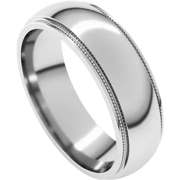 6MM Half Round Stepped Milgrain Edge Men's Wedding Band