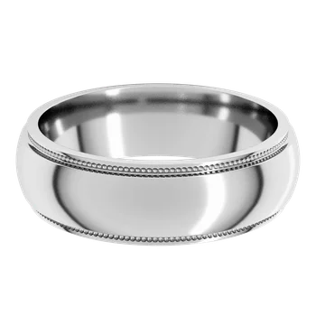 6MM Half Round Stepped Milgrain Edge Men's Wedding Band
