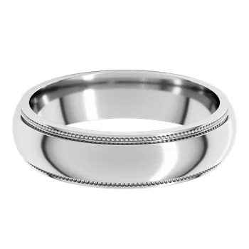 7MM Half Round Stepped Milgrain Edge Men's Wedding Band