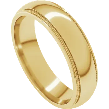 7MM Half Round Stepped Milgrain Edge Men's Wedding Band
