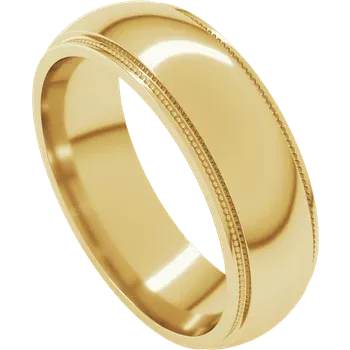 6MM Half Round Stepped Milgrain Edge Men's Wedding Band