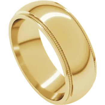 5MM Half Round Stepped Milgrain Edge Men's Wedding Band