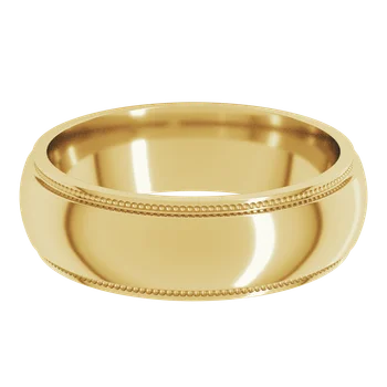 6MM Half Round Stepped Milgrain Edge Men's Wedding Band