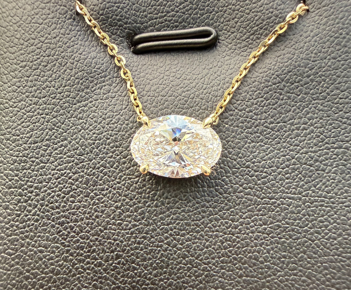 2.02 Carat Oval Lab Diamond Solitaire Necklace 14kt Yellow Gold 16-18Inch