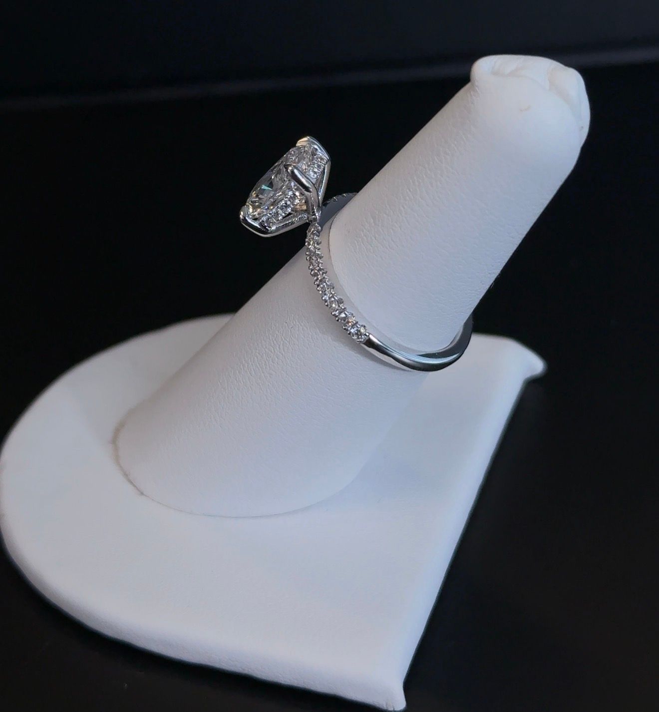 2.06 carat Elongated Cushion Lab Diamond E VS1 14kt White Gold Ring
