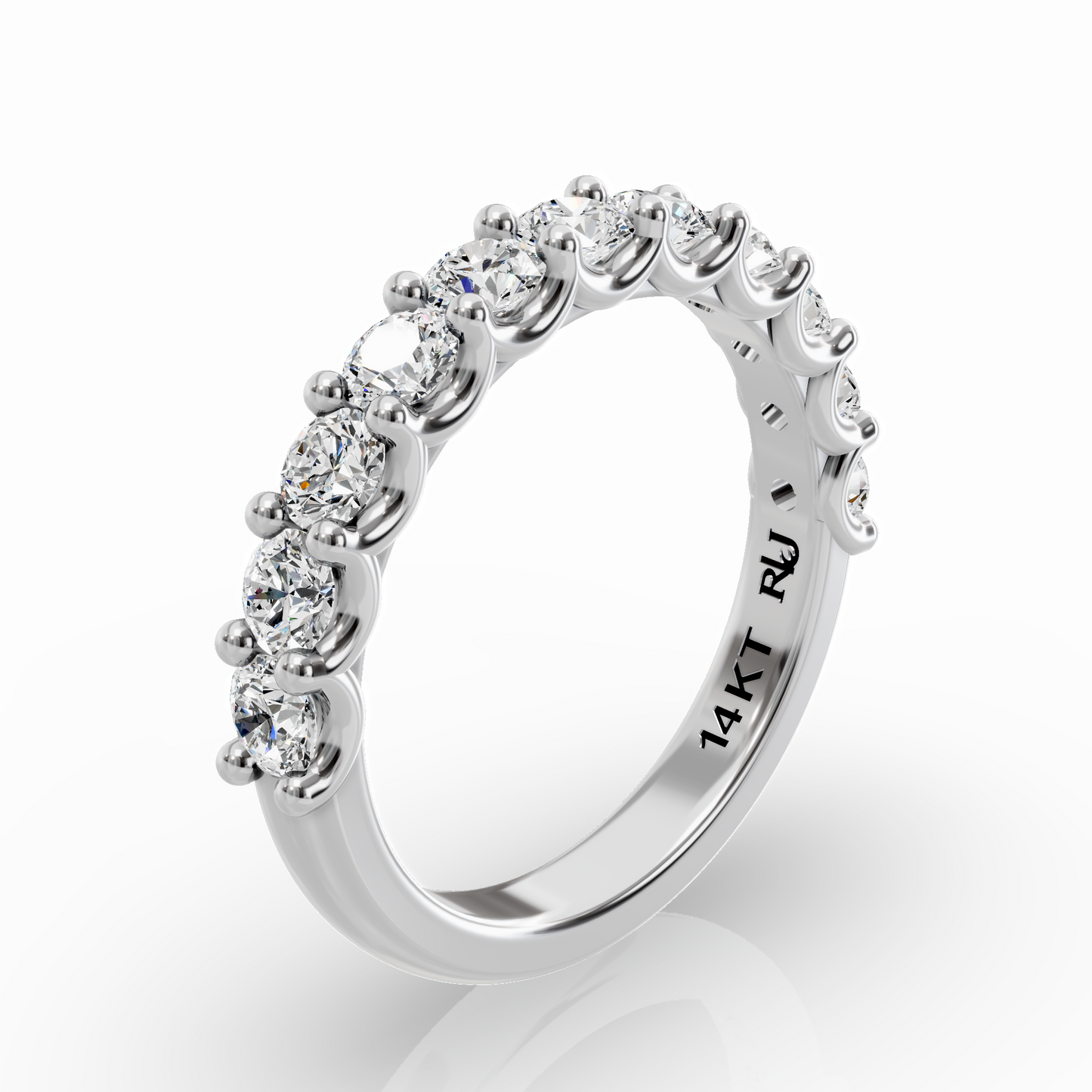 Round Broadway Half Eternity Round Wedding Band