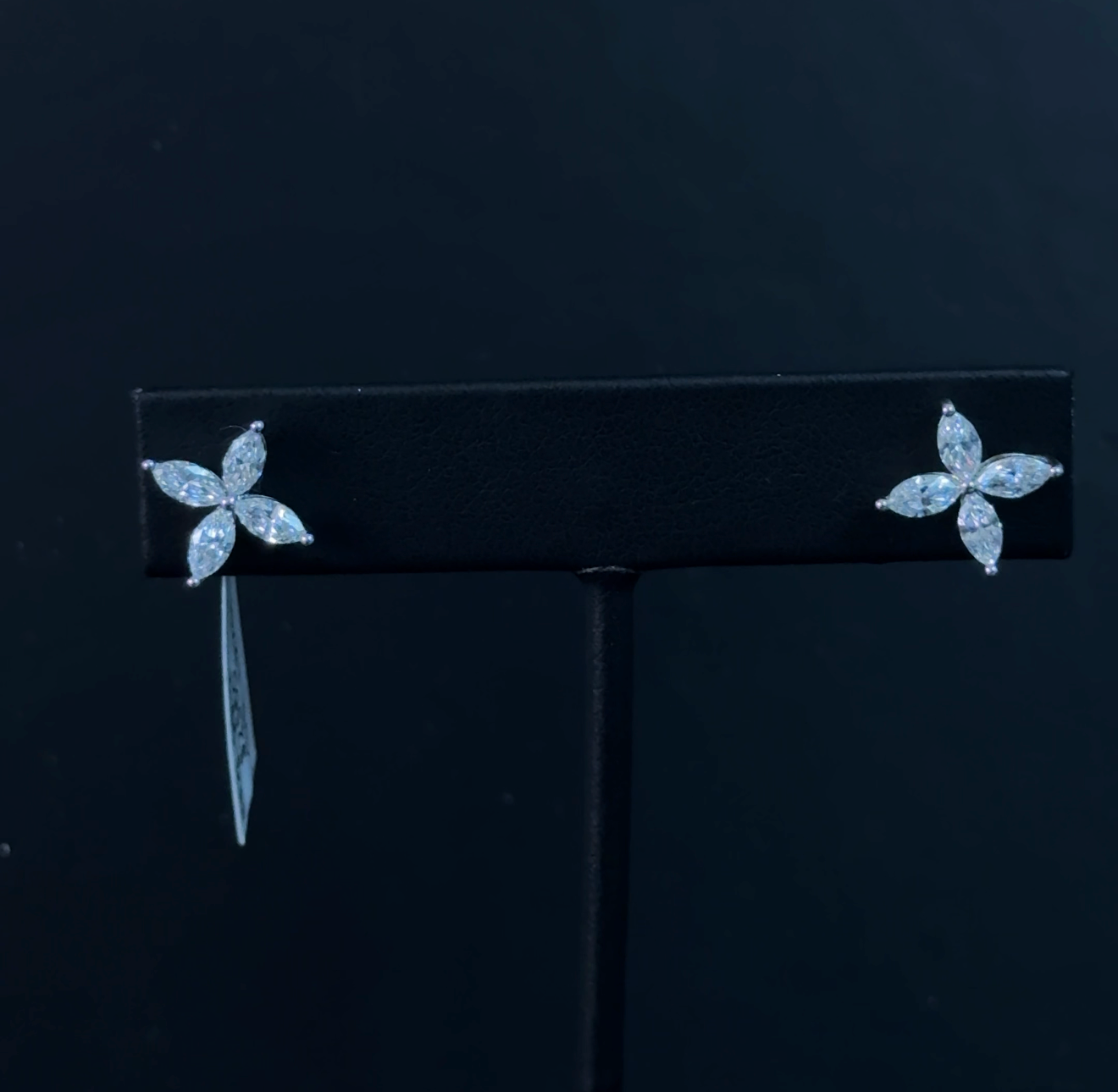 1.27ctw Marquise Lab Diamond 14kt White Gold Flower Earrings ERG-99-2